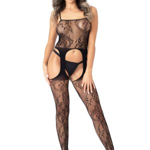 Bodystocking con reggicalze floreale