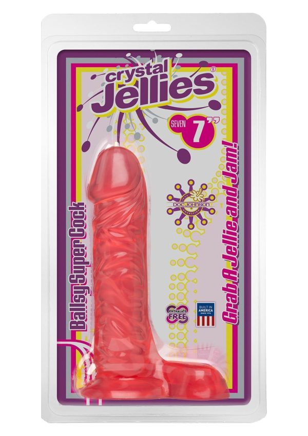 Dildo Super Cock Balls di Crystal Jellies Pink